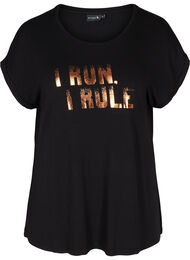Viskoosisekoitteesta valmistettu t-paita treeniin painatuksella , Black I Run