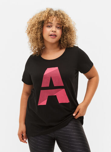 T-paita printillä treeniin , Black w. Pink A, Model image number 0