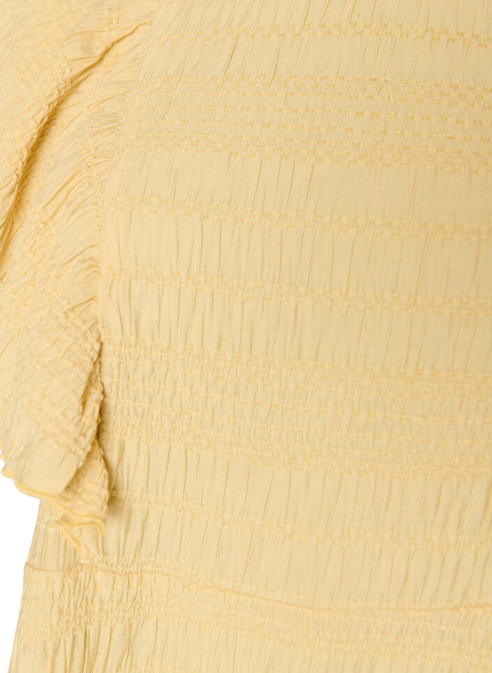 Pusero smock-tekstuurilla ja r&ouml;yhel&ouml;hihoilla, Keltainen, Packshot image number 2