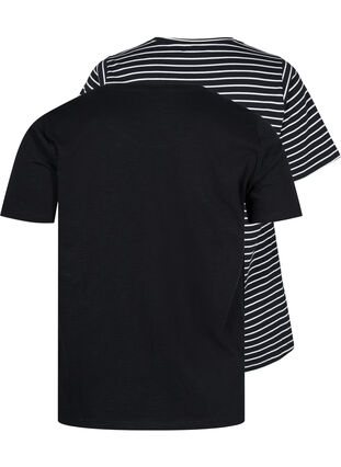 2 perus t-paitaa puuvillasta, Black/Black Stripe, Packshot image number 1