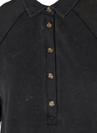 Puuvillainen svetarimekko kauluksella ja taskuilla, Black Acid Washed, Packshot image number 2