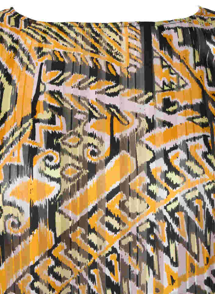 Pusero kuosillla, smokkirypytyksellä ja 3/4-hihoilla , Yellow Aztec AOP, Packshot image number 2