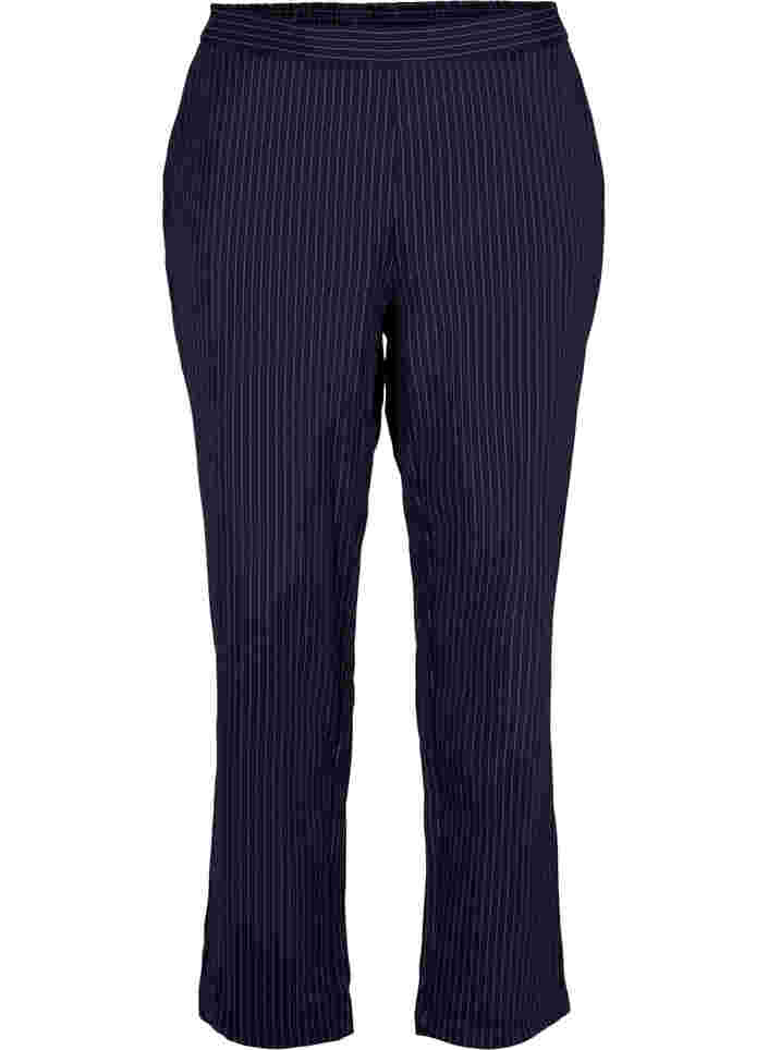 Raidalliset suorat housut, Navy Stripe, Packshot image number 0