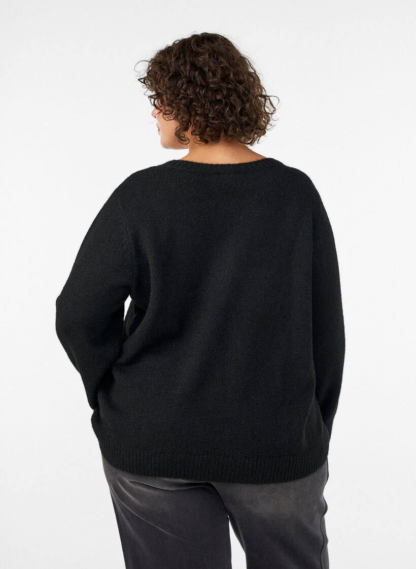 V&auml;lj&auml; neulepusero py&ouml;re&auml;ll&auml; p&auml;&auml;ntiell&auml;, Musta, Model image number 2