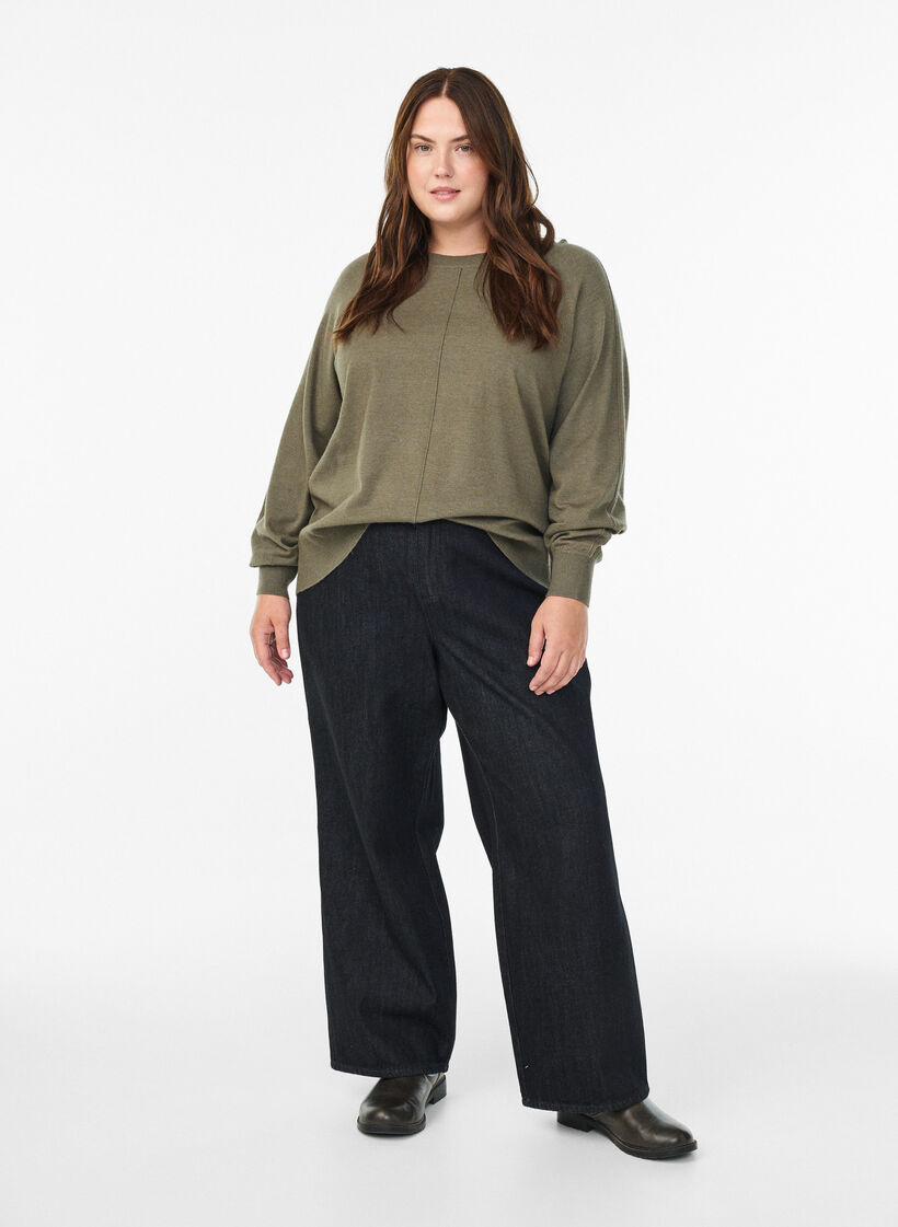 Neulepusero keskitikillä ja raglanhihoilla, Vihreä, Model image number 1