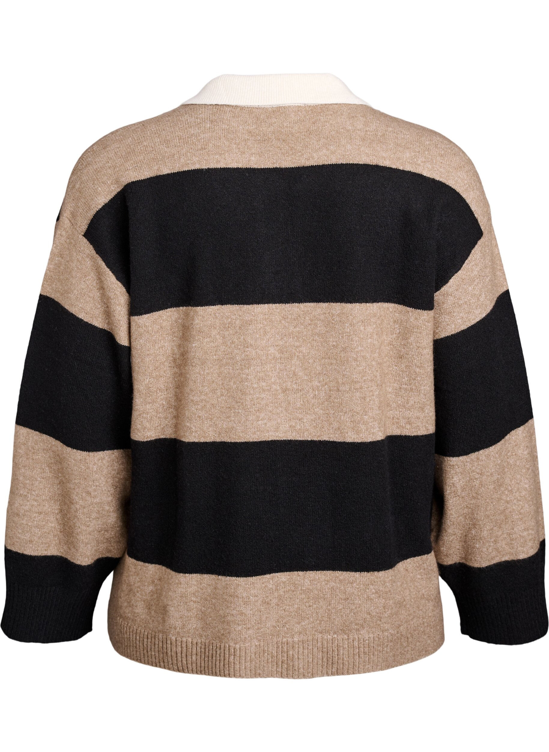 Zizzi Neulepusero kauluksella ja V-p&auml;&auml;ntiell&auml;, Musta, Packshot image number 1