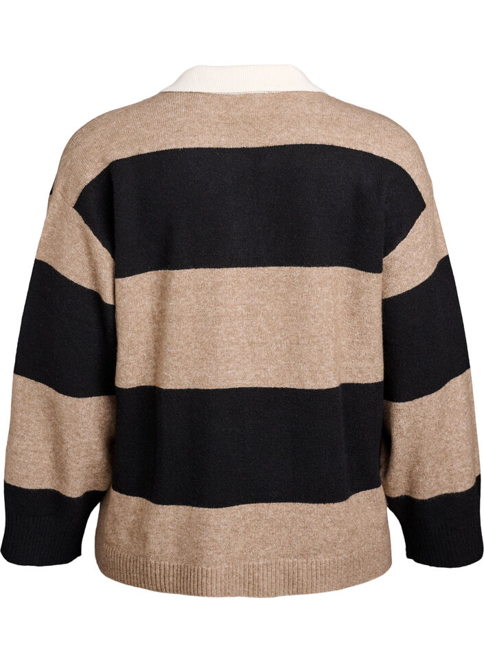 Neulepusero kauluksella ja V-pääntiellä, Musta, Packshot image number 1