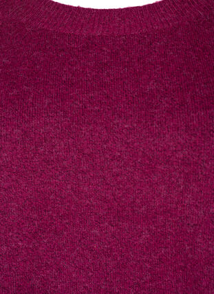 Neulottu meleerattu pullover, jossa on helmiäisnapit sivuilla.	, Raspberry Mel., Packshot image number 2
