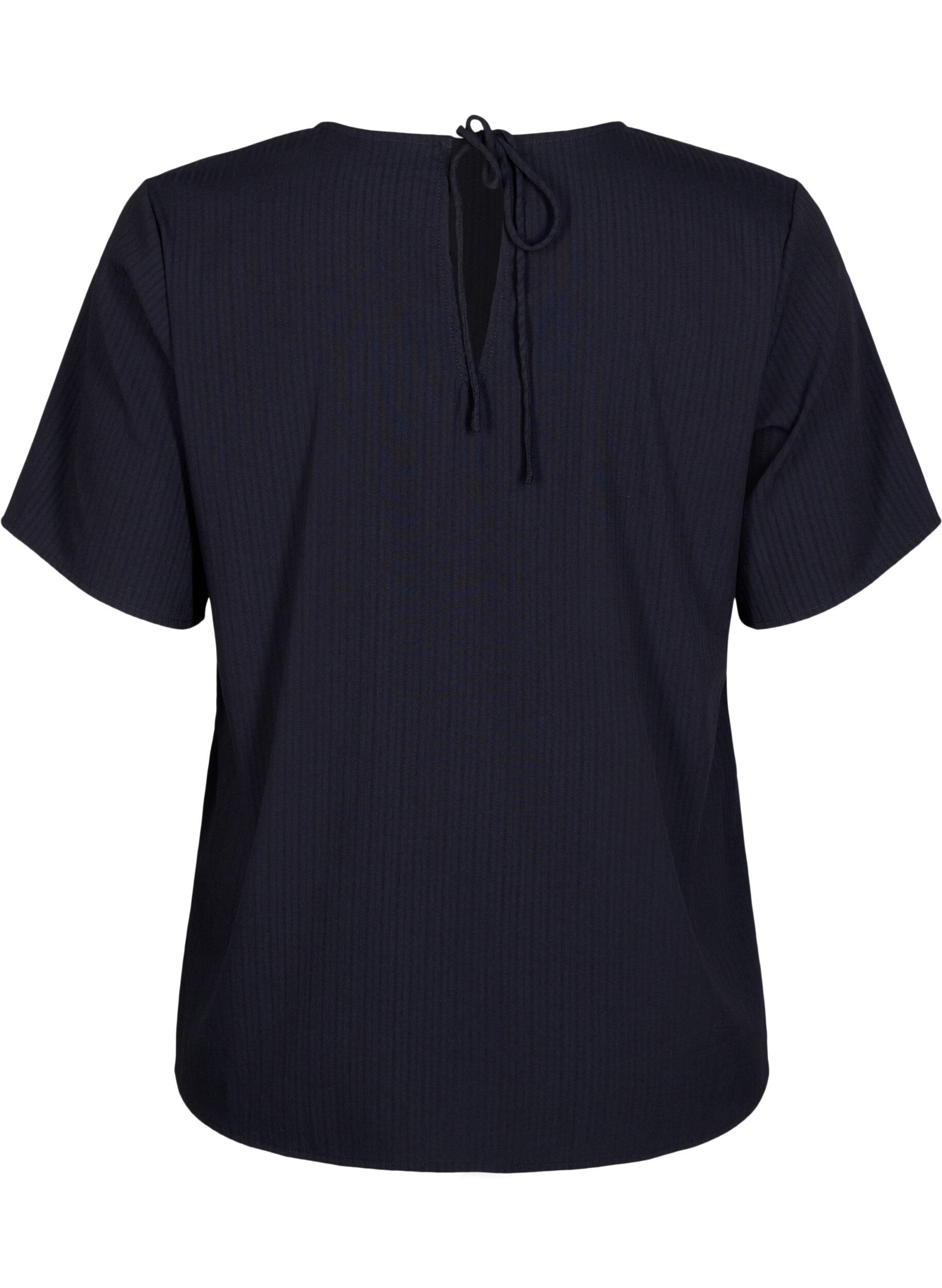 Zizzi Lyhythihainen viskoosipusero nauhoilla, Black, Packshot image number 1