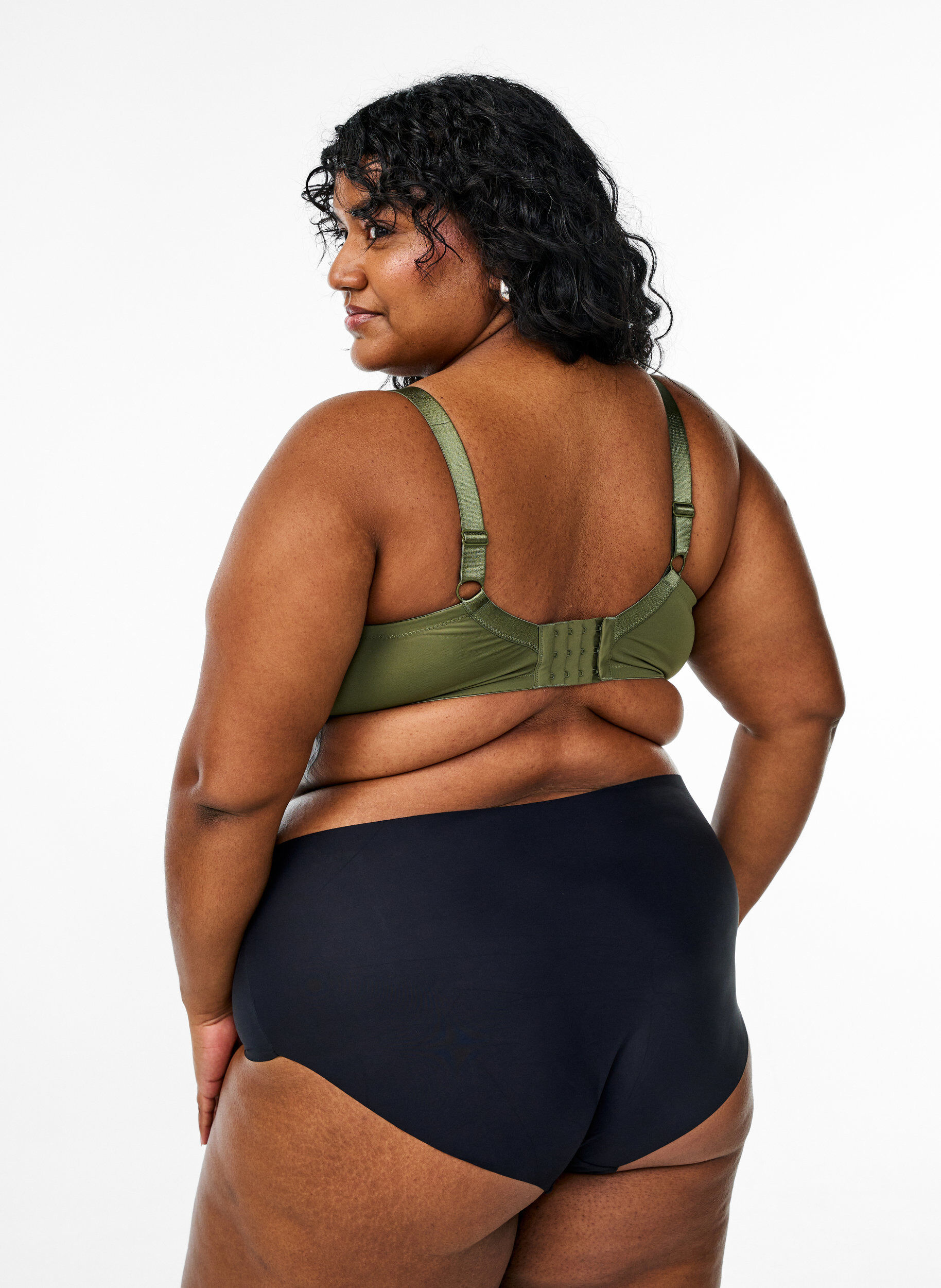 Zizzi Muotoillut mikrokuosirintaliivit satiiniyksityiskohdilla, Vihre&auml;, Model image number 2