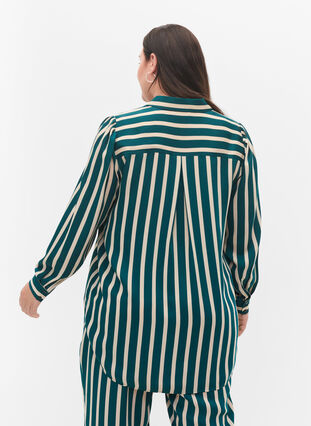 Raidallinen paita pitkillä hihoilla, Green Stripe, Model image number 1