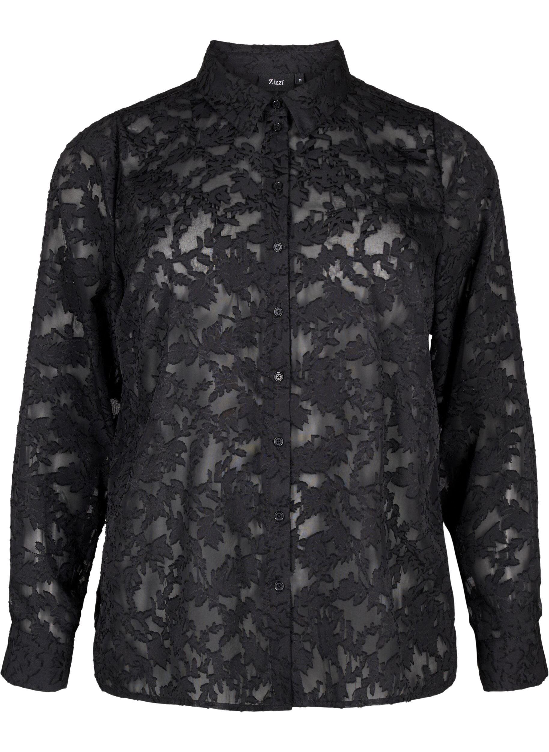 Zizzi Jacquard-paita napeilla, Black, Packshot image number 0