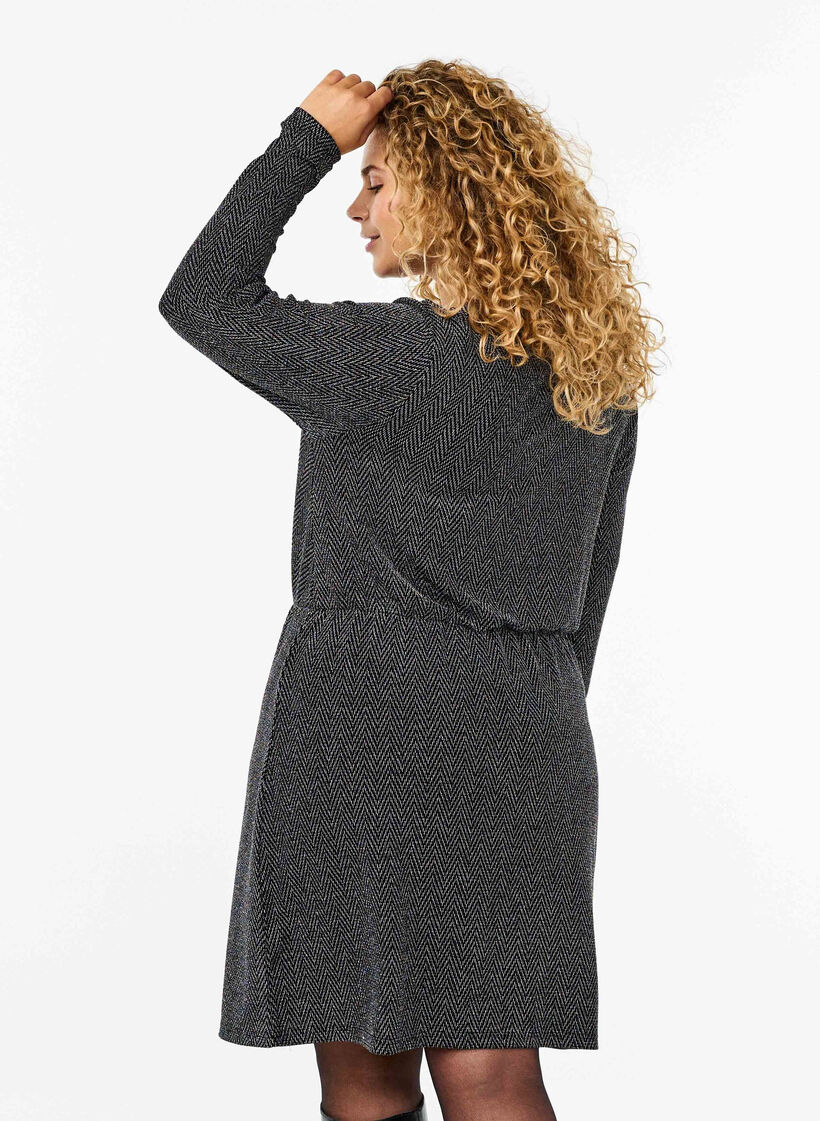 Kimaltava mekko siksak-kuviolla, Silver ZigZagShimmer, Model image number 1