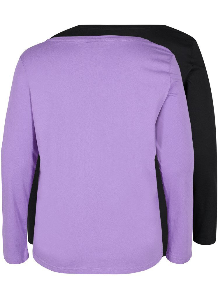 Zizzi 2 kpl puuvillapuseroita, Paisley Purple/Black, Packshot image number 1