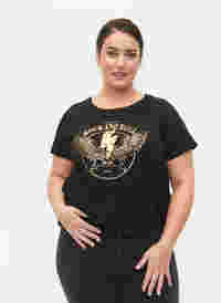 Lyhythihainen puuvillainen t-paita painatuksella, Black Rock, Model