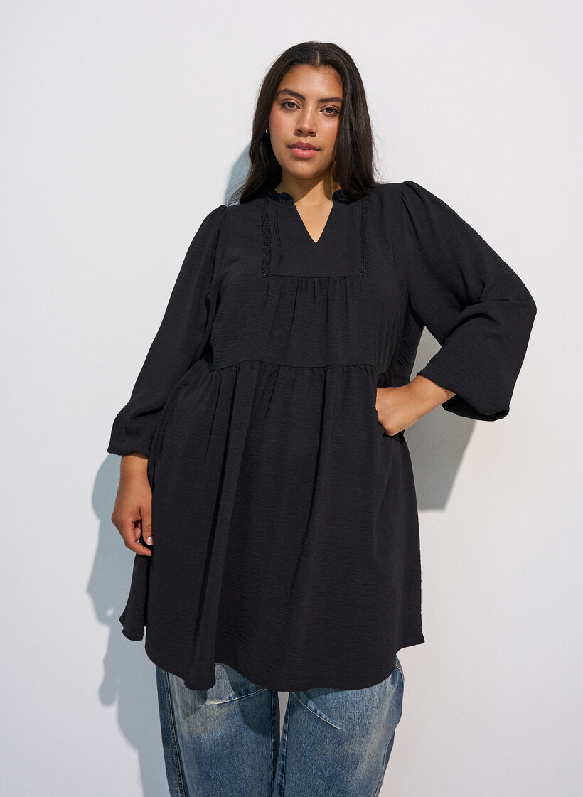 A-mallinen mekko empirelinjalla, Musta, Model image number 0