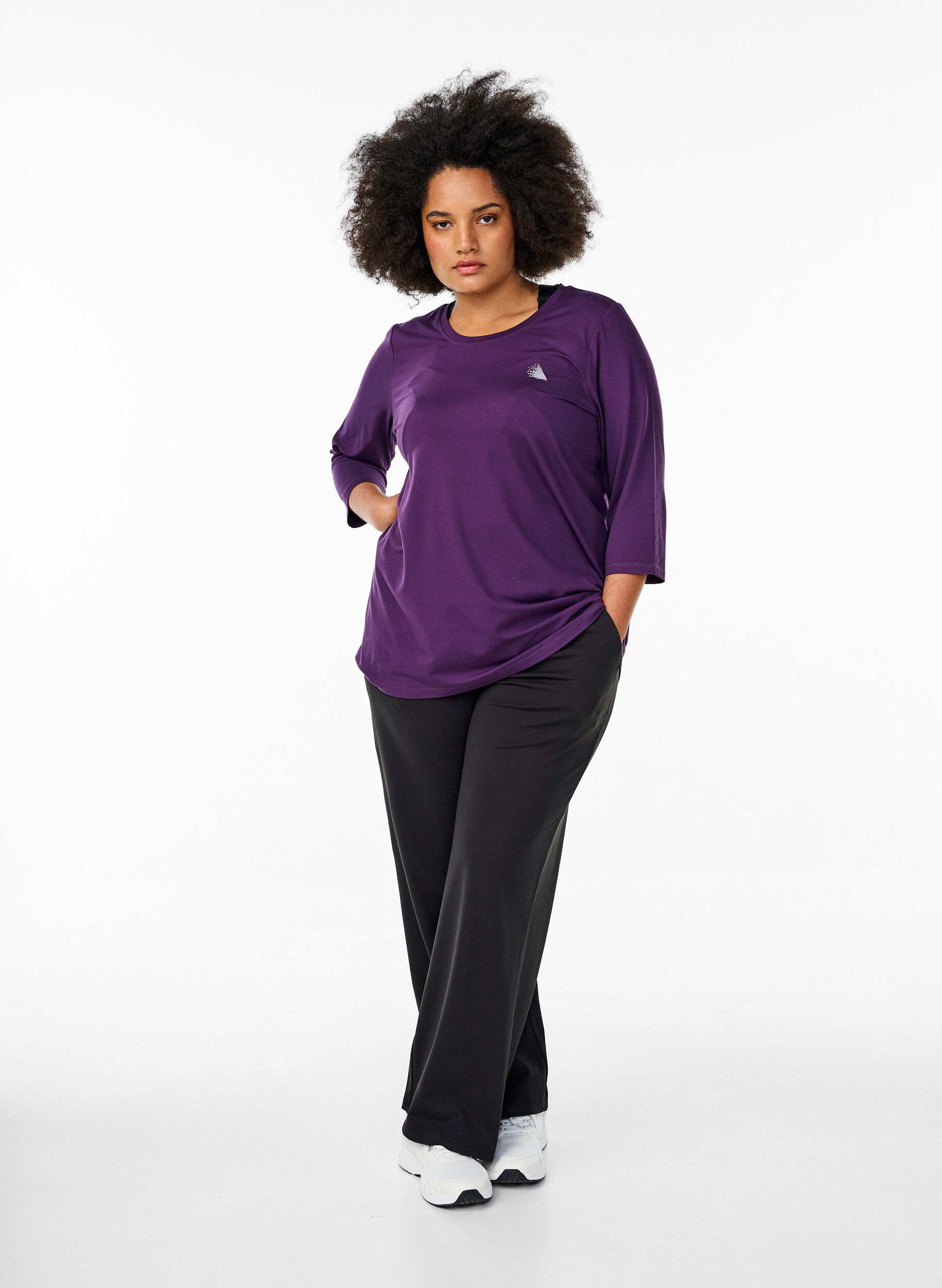 ZizziTreeniyl&auml;osa 3/4-hihoilla, Violetti, Model image number 1