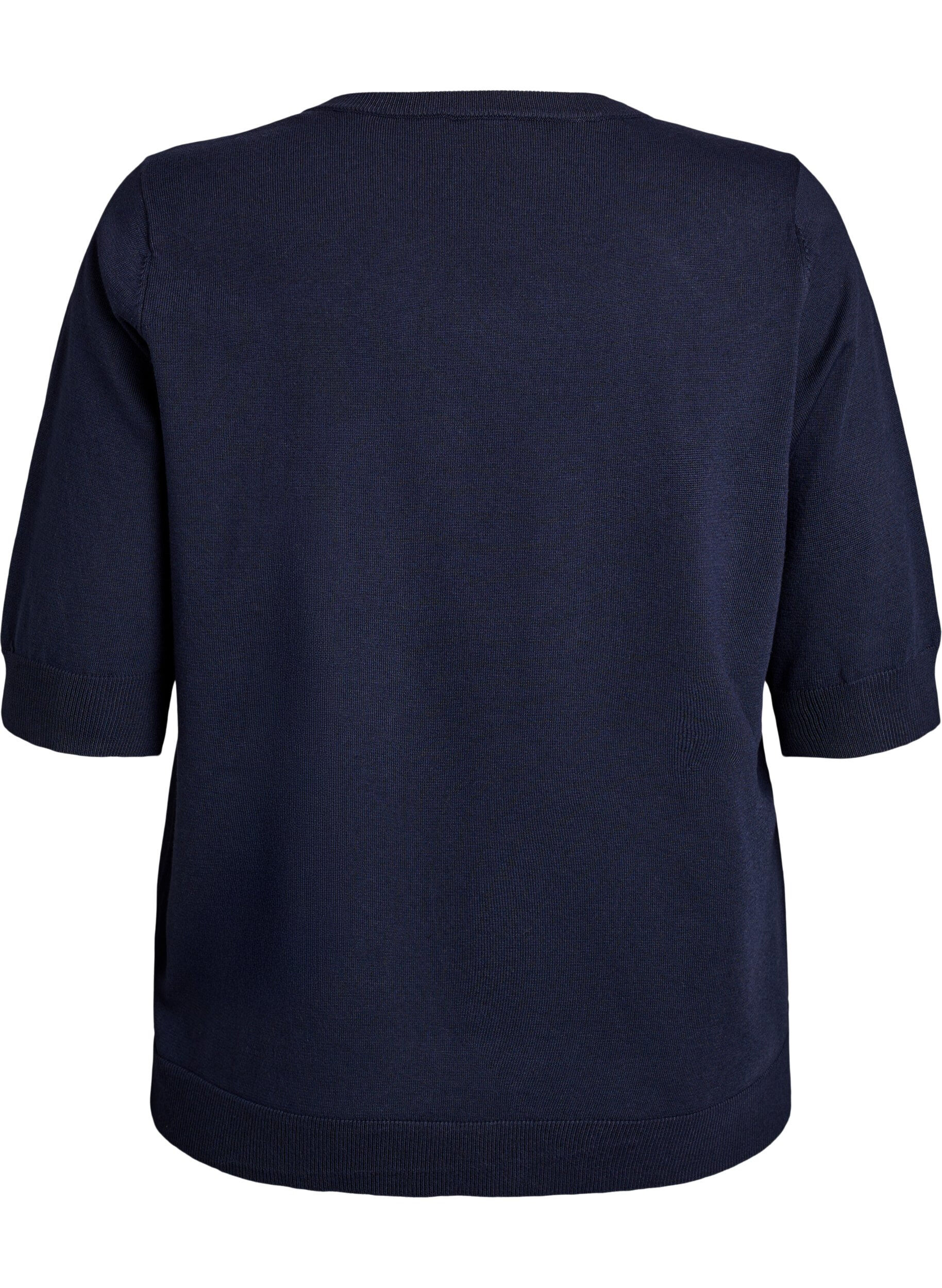 Zizzi Hienoneulepusero lyhyill&auml; hihoilla, Sininen, Packshot image number 1