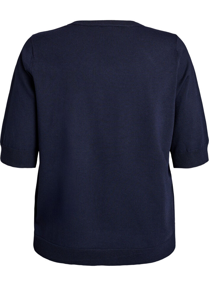 Hienoneulepusero lyhyill&auml; hihoilla, Sininen, Packshot image number 1