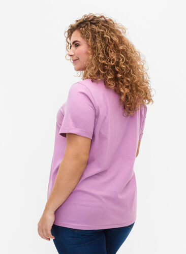 Puuvillainen t-paita v-pääntiellä, Lavender Herb, Model image number 1