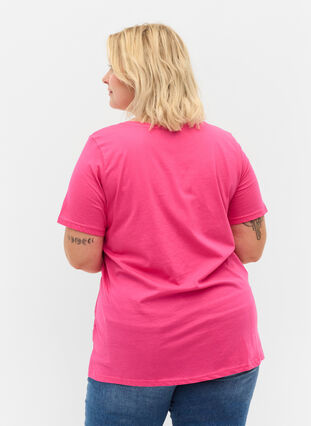 Lyhythihainen puuvillainen t-paita painatuksella, Magenta Beautiful, Model image number 1