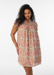 Lyhyt viskoosimekko smokkirypytyksell&auml; ja kukkakuviolla, Oranssi, Model image number 0