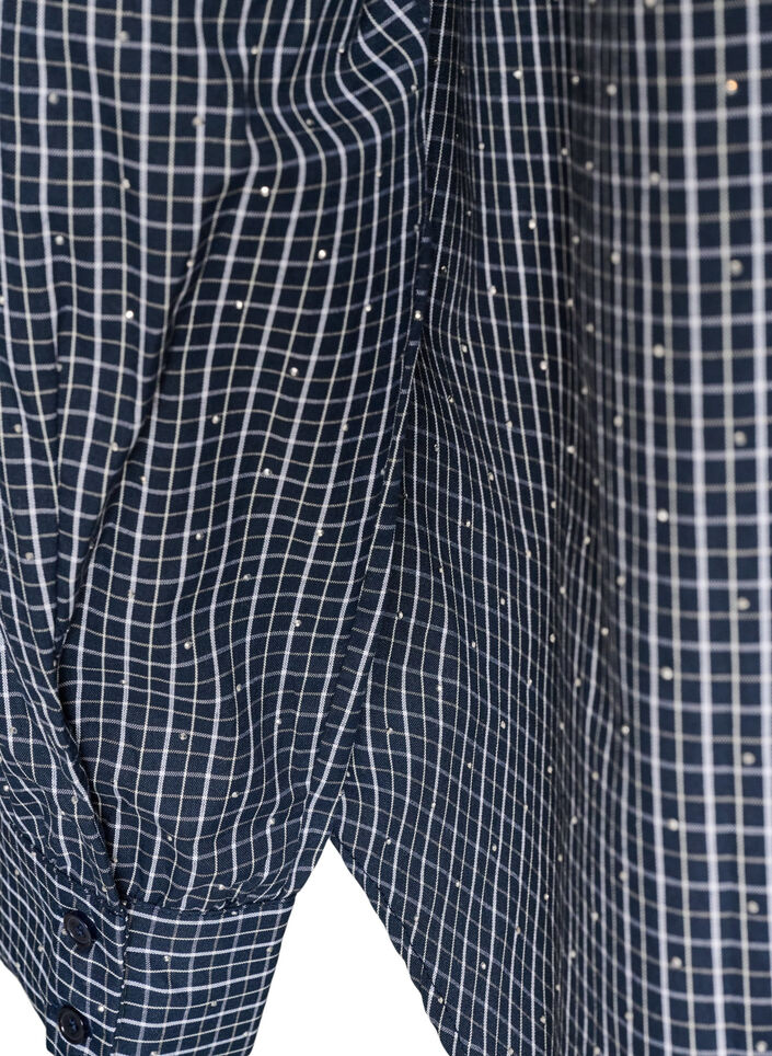 Ruudullinen paita strasseilla, Sininen, Packshot image number 3