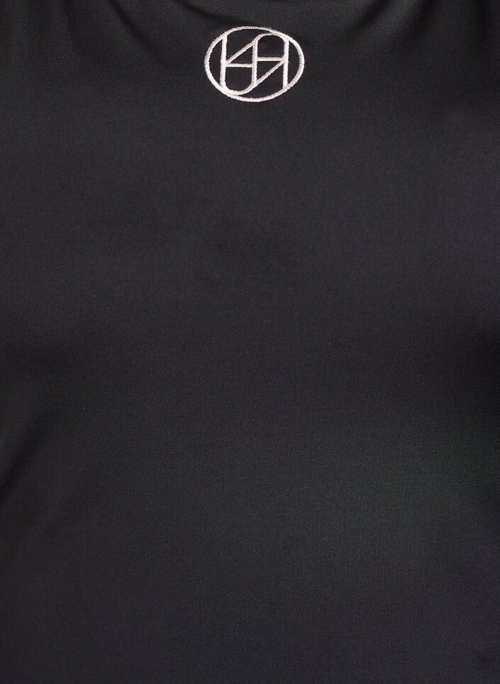 Urheilu-uimapuku kontrastikaitaleilla ja ristiin menevill&auml; olkaimilla, Musta, Packshot image number 2