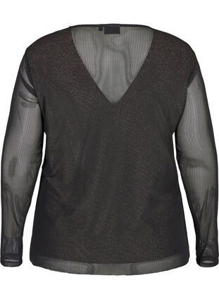 Pitkähihainen paita lurexilla ja v-aukolla, Black, Packshot image number 1
