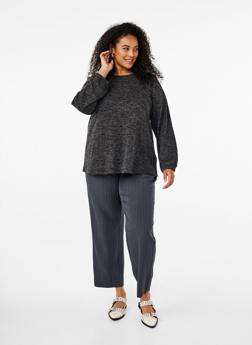 FLASH - Jersey Blouse pitkällä hihalla, Harmaa, Model image number 1