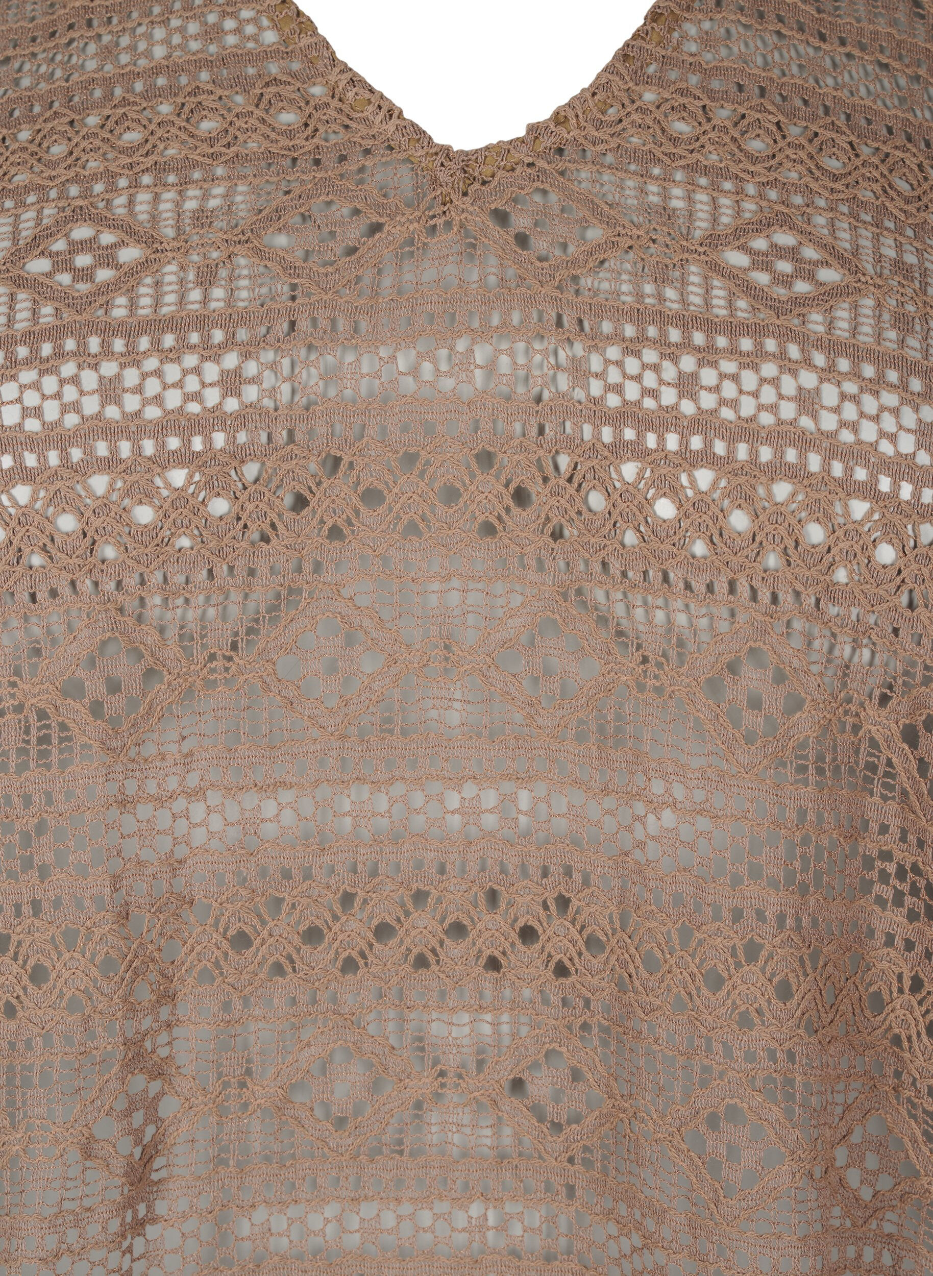 Zizzi Pusero, jossa reik&auml;kuviointi ja 3/4-hihat, Ruskea, Packshot image number 2