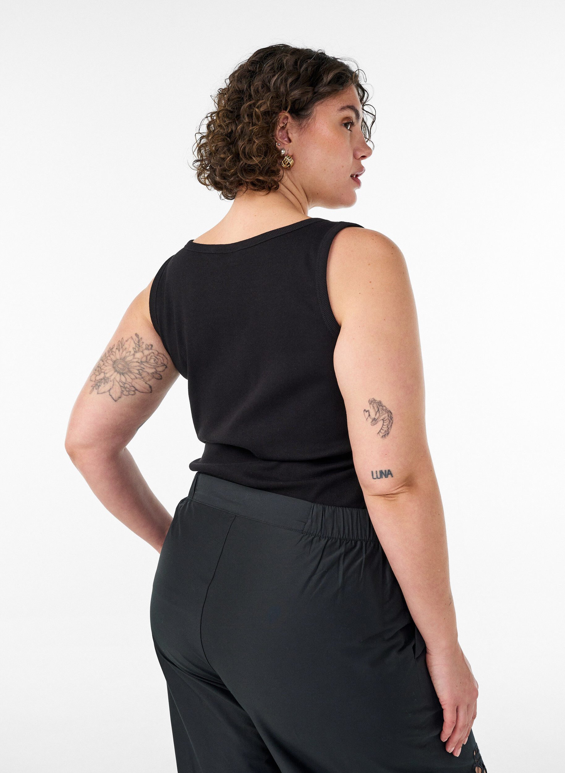 ZizziTyk&ouml;istuva kuvioitu yl&auml;osa, Musta, Model image number 2