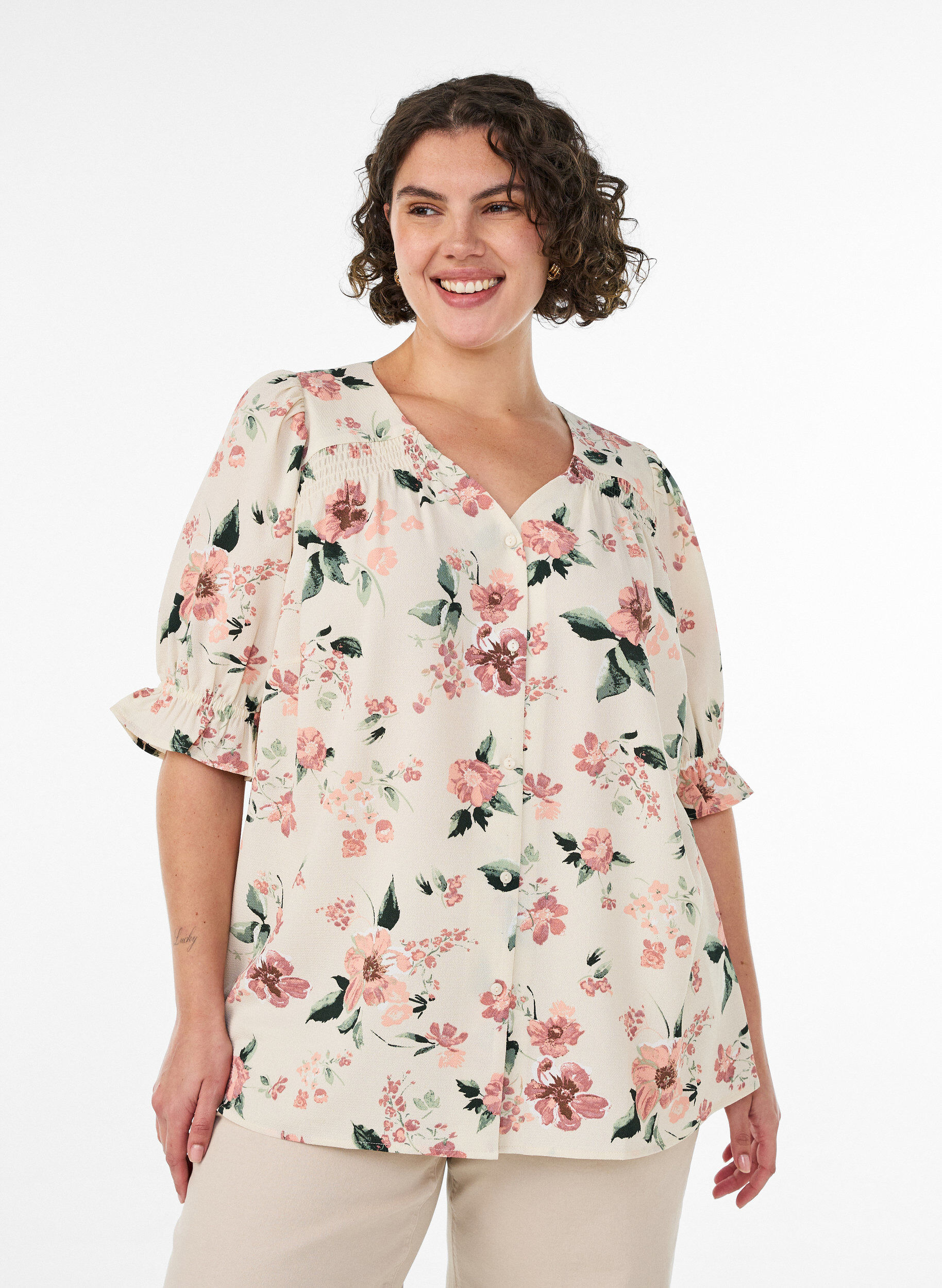 ZizziPuseropaita 1/2-hihoilla, Punainen, Model image number 0