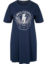 Puuvillainen t-paitamekko printillä, Navy Blazer