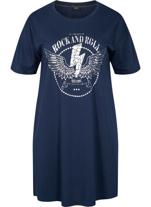 Puuvillainen t-paitamekko printillä, Navy Blazer, Packshot image number 0