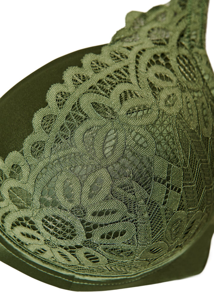 Topatut kaarituelliset rintaliivit pitsill&auml;, Vihre&auml;, Packshot image number 2