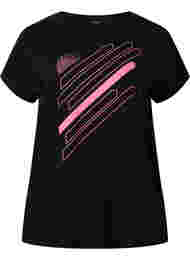 Lyhythihainen t-paita treeniin kuosilla, Black/Pink Print