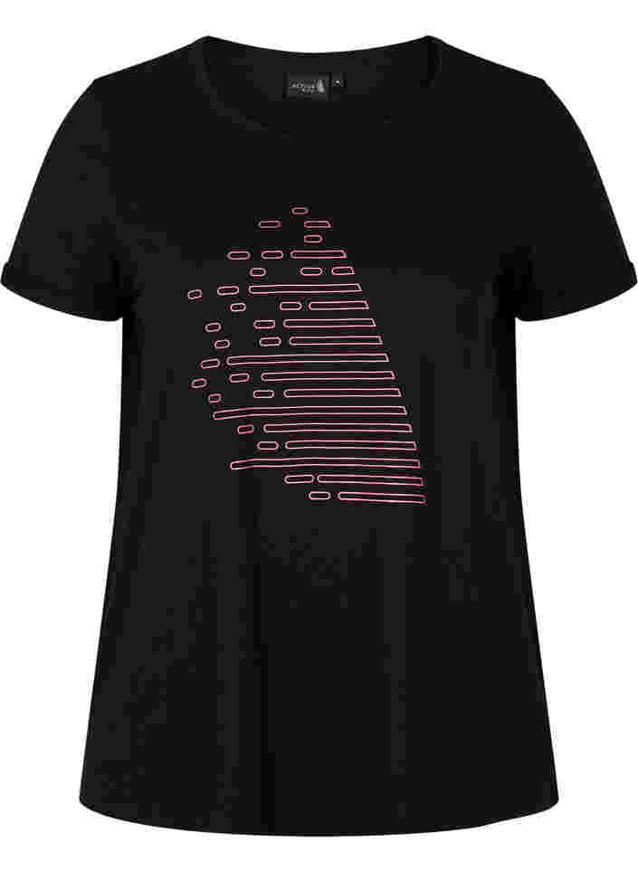T-paita printillä treeniin , Black Diva Pink, Packshot image number 0