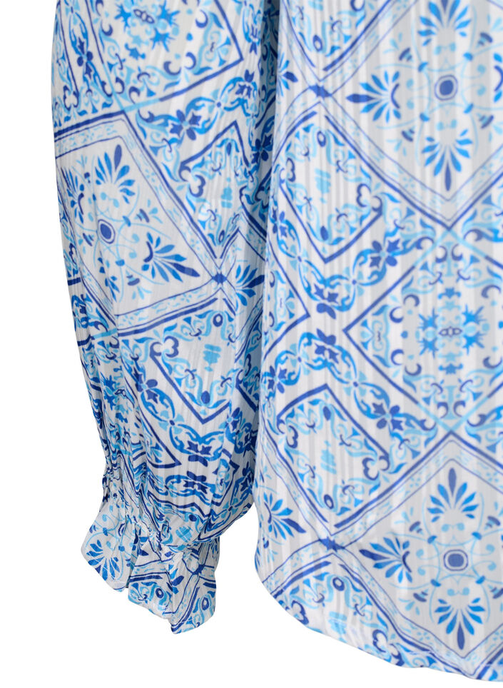 Pitkähihainen pusero röyhelöillä ja painatuksella, Beige, Packshot image number 3