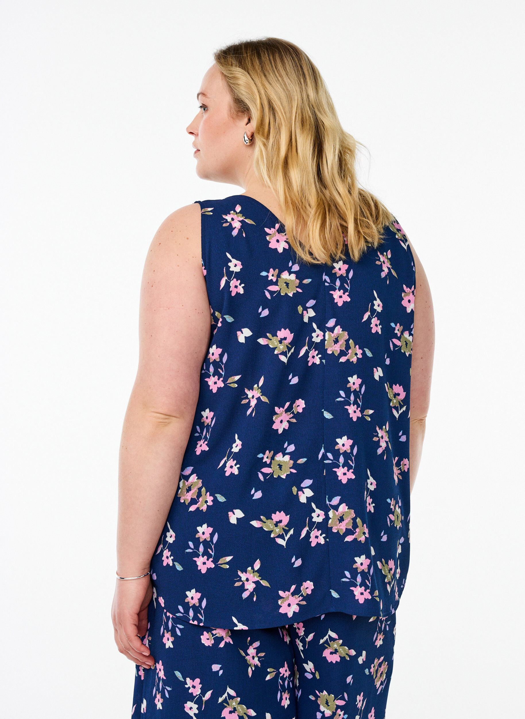 ZizziPrinttitoppi v-p&auml;&auml;ntiell&auml;, Sininen, Model image number 2