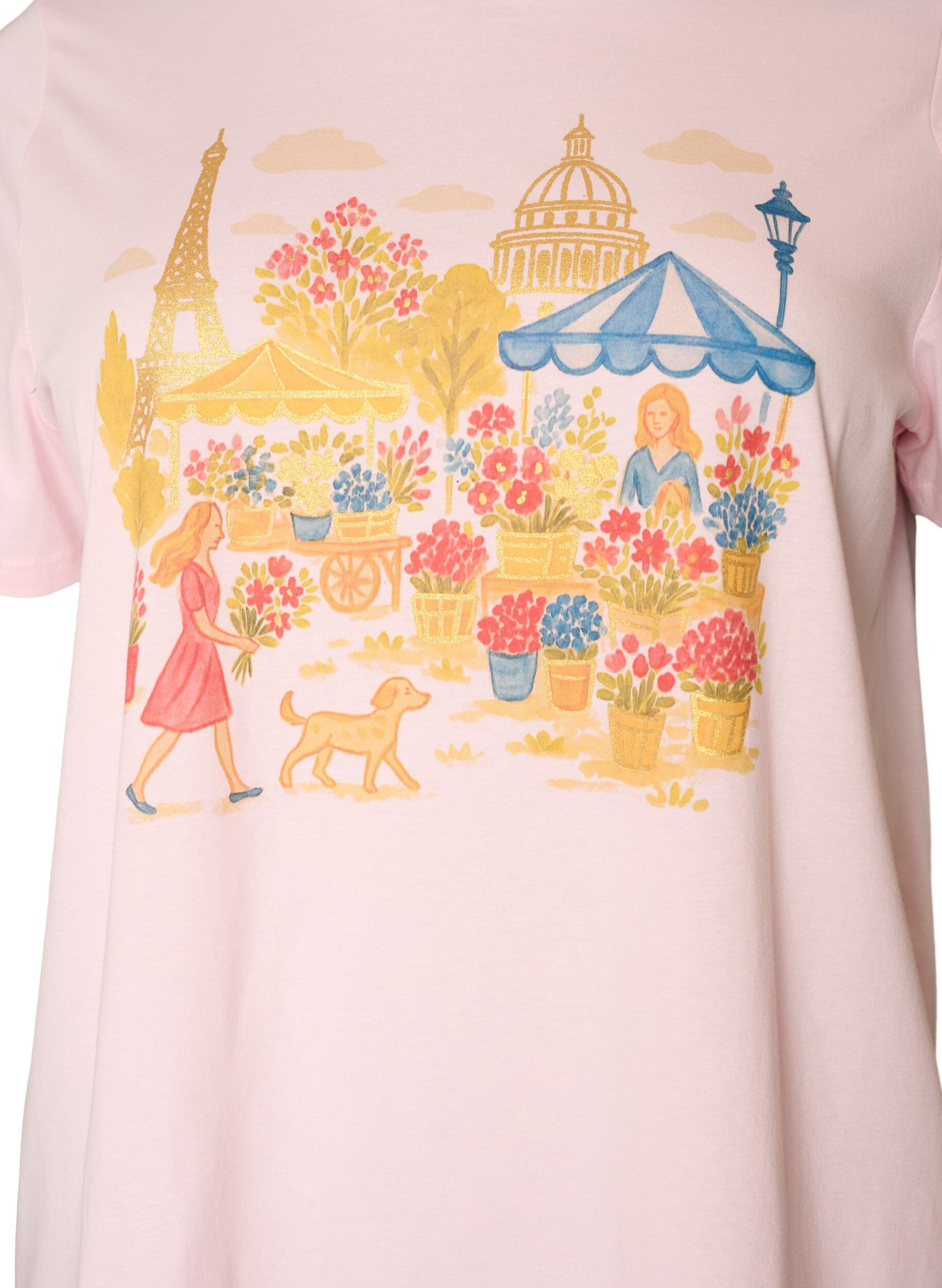 ZizziLuomupuuvillainen T-paita etupainatuksella, Vaaleanpunainen, Packshot image number 2