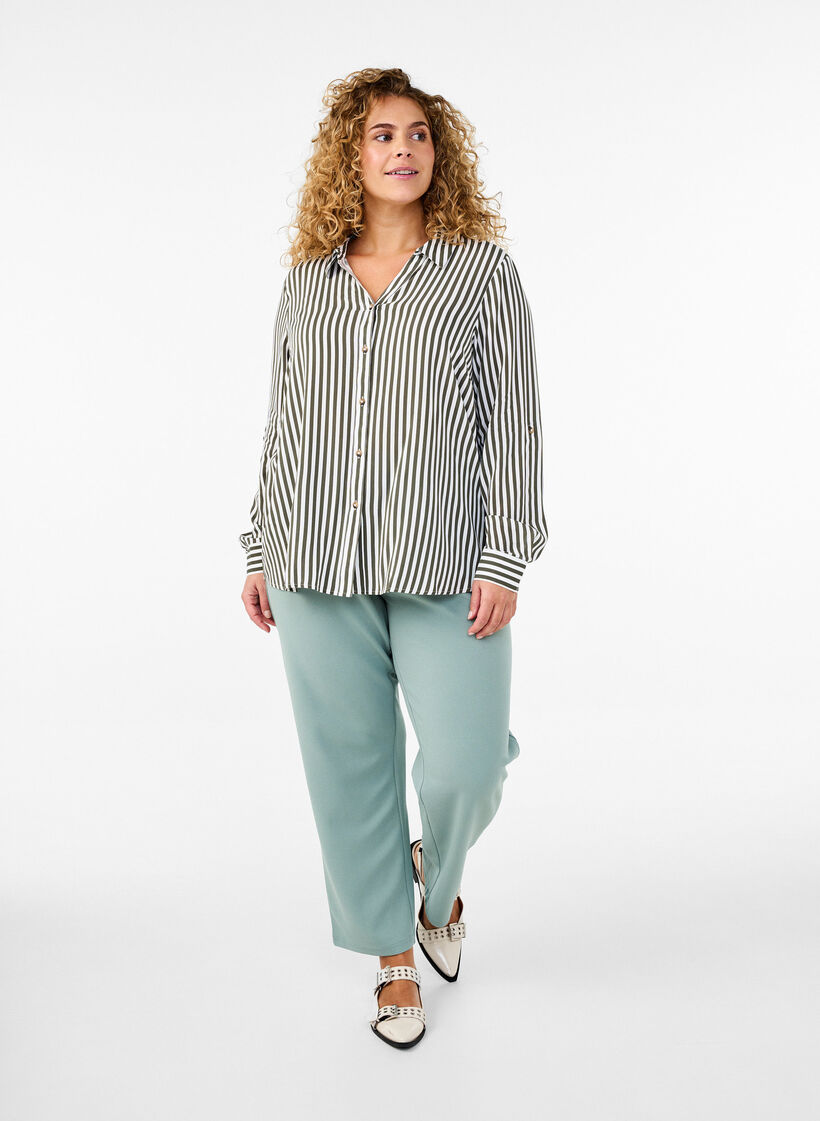 Suorat housut, Vihre&auml;, Model image number 0