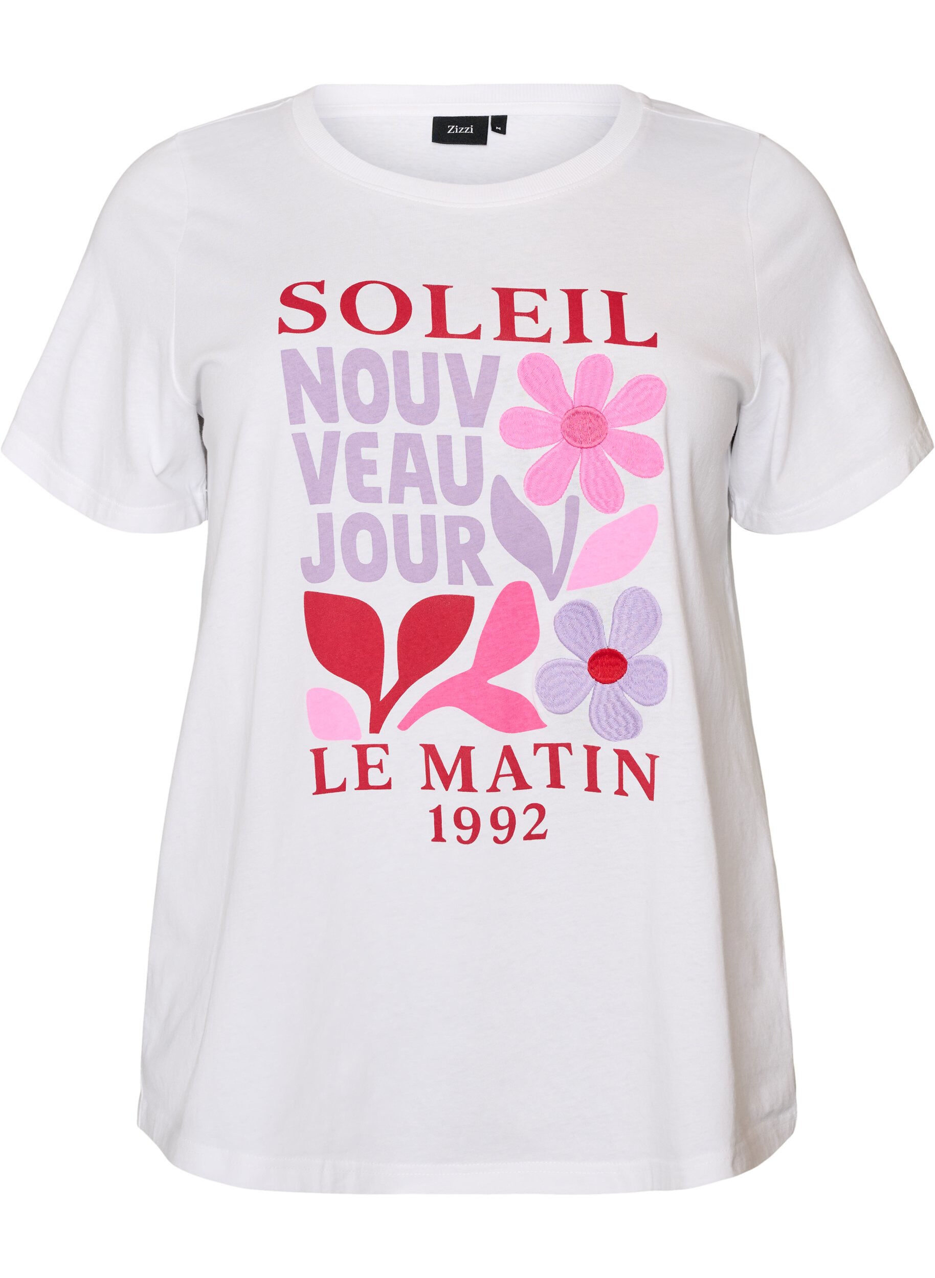 ZizziPuuvillainen T-paita printill&auml;, Valkoinen, Packshot image number 0