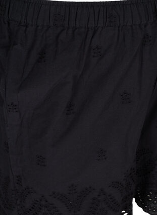 Puuvillashortsit taskuilla ja broderi anglaisella , Black, Packshot image number 2