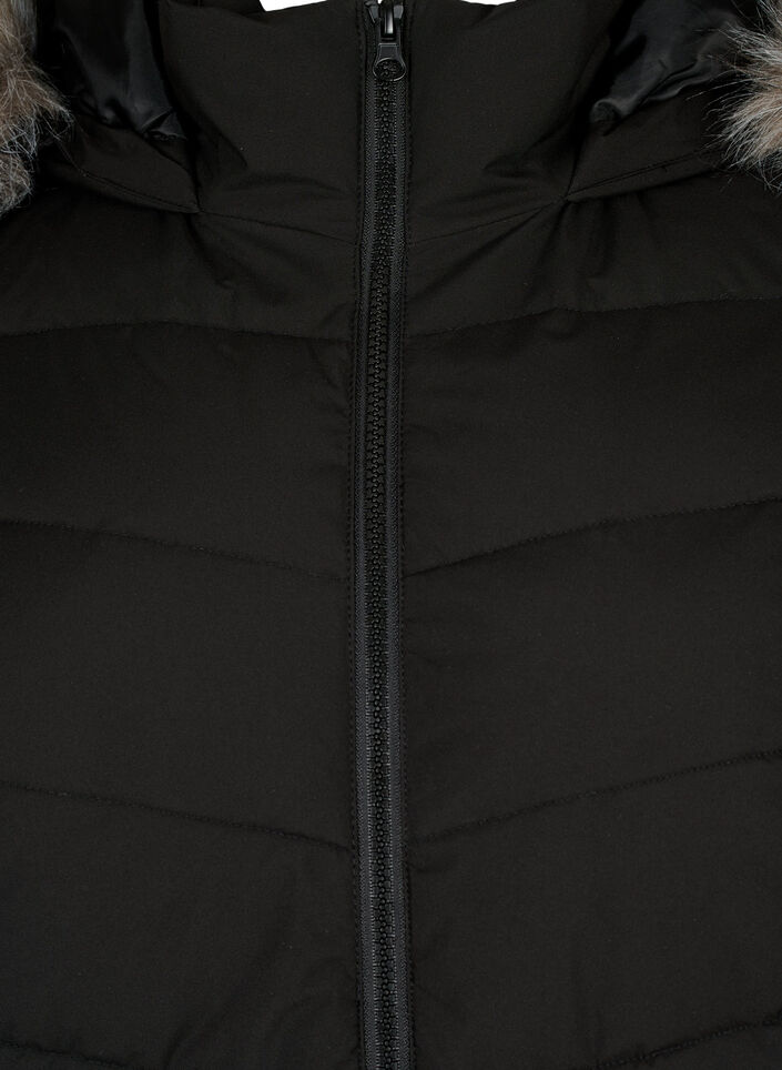 Lyhyt toppatakki hupulla, Musta, Packshot image number 2