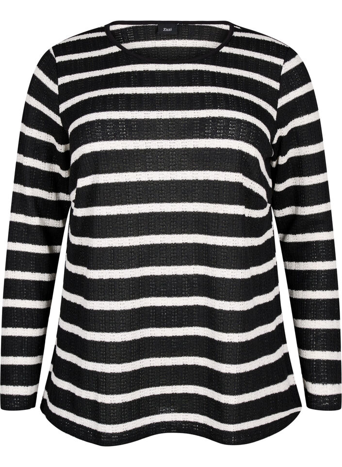 Raidallinen ja pitkähihainen pusero, Black Sand Stripe, Packshot image number 0