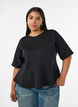 Peplum-pusero kyyn&auml;rpituisilla hihoilla, Musta, Model image number 0