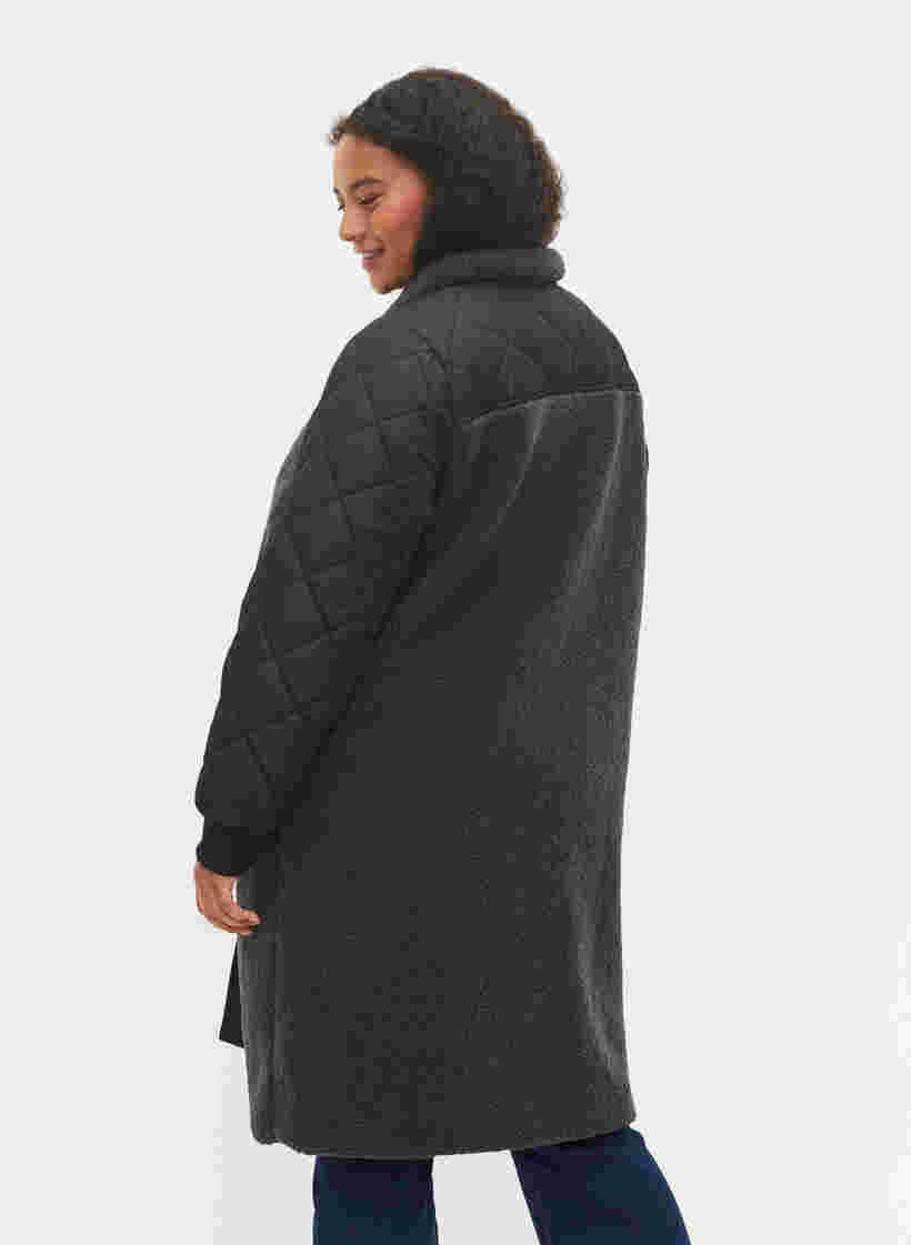 Tikattu takki teddy-kankaalla ja napituksella, Black Comb, Model image number 1