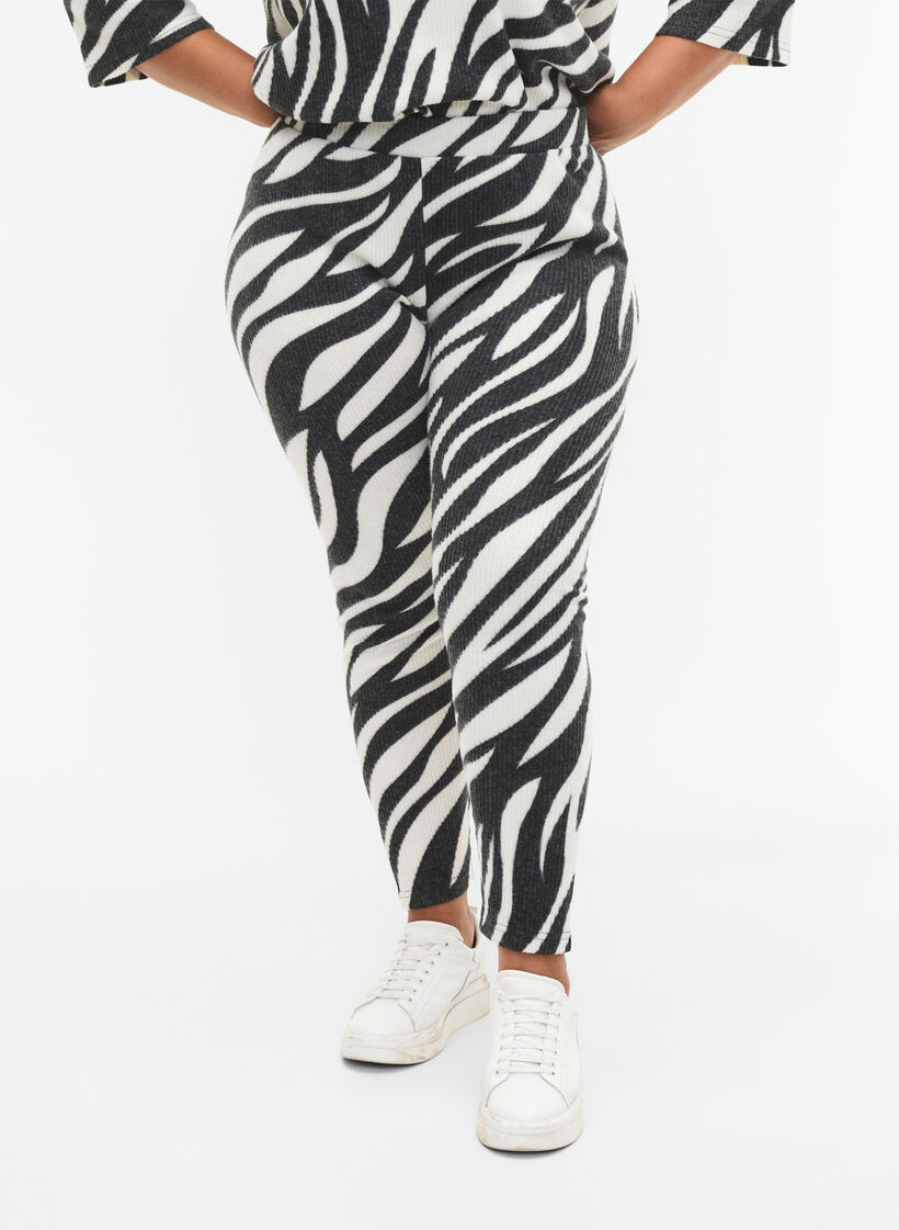Leggingsit seeprakuviolla, White Zebra, Model image number 2