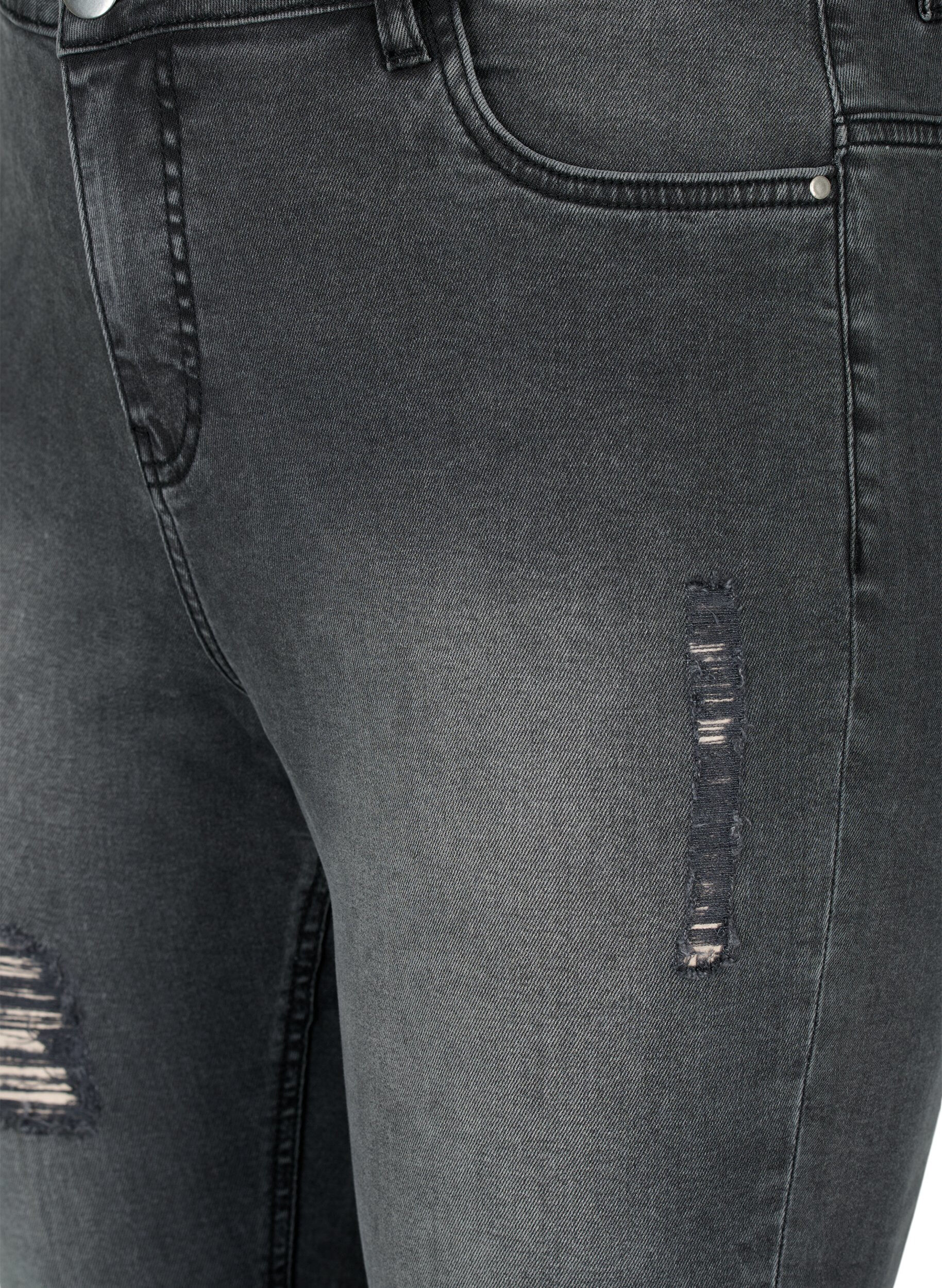 Zizzi Tyk&ouml;istuvat farkut kulutuksilla, Grey Denim, Packshot image number 2